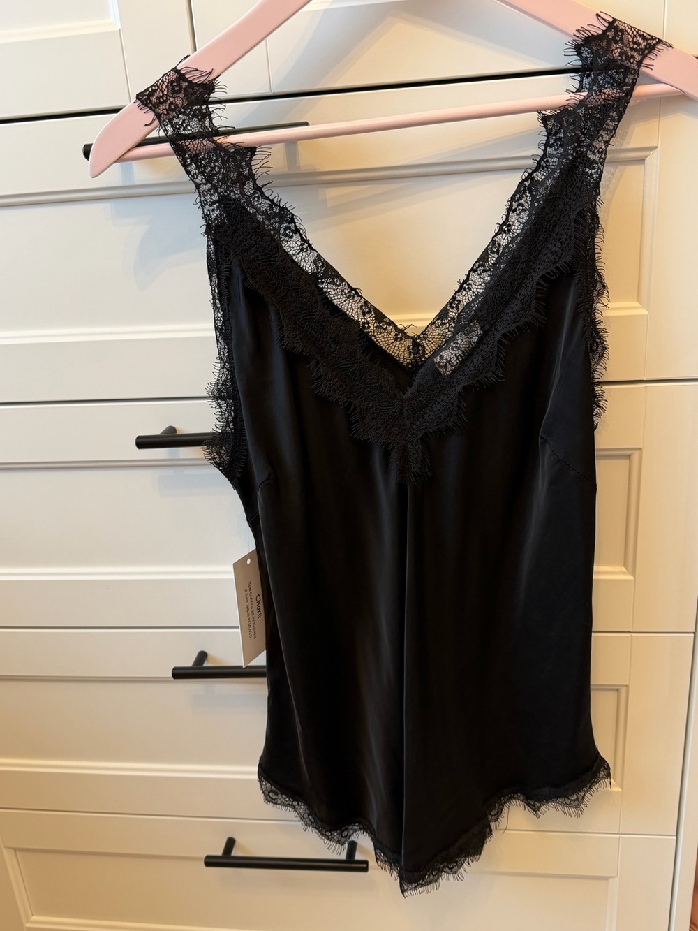 CHARLI Lace-Trim Black Satin Camisole - Women Intimates & Sleepwear